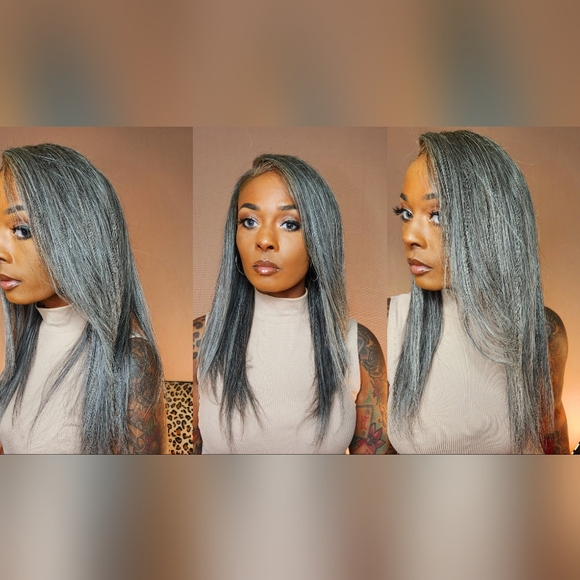 Gray Human Hair Wig - Picture 1 of 6